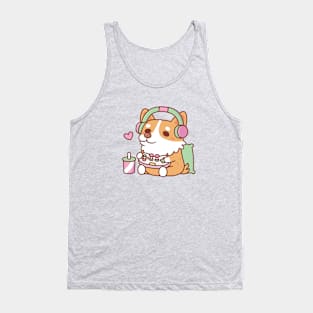 Cute Corgi Gamer Playing Video Game Tank Top